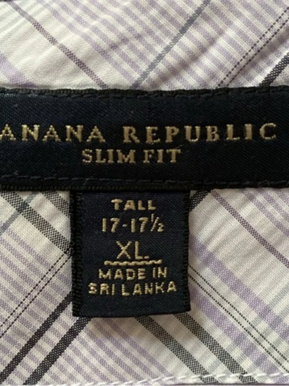 Banana Republic Dress Plaid Purple Shirt size Neck17.5